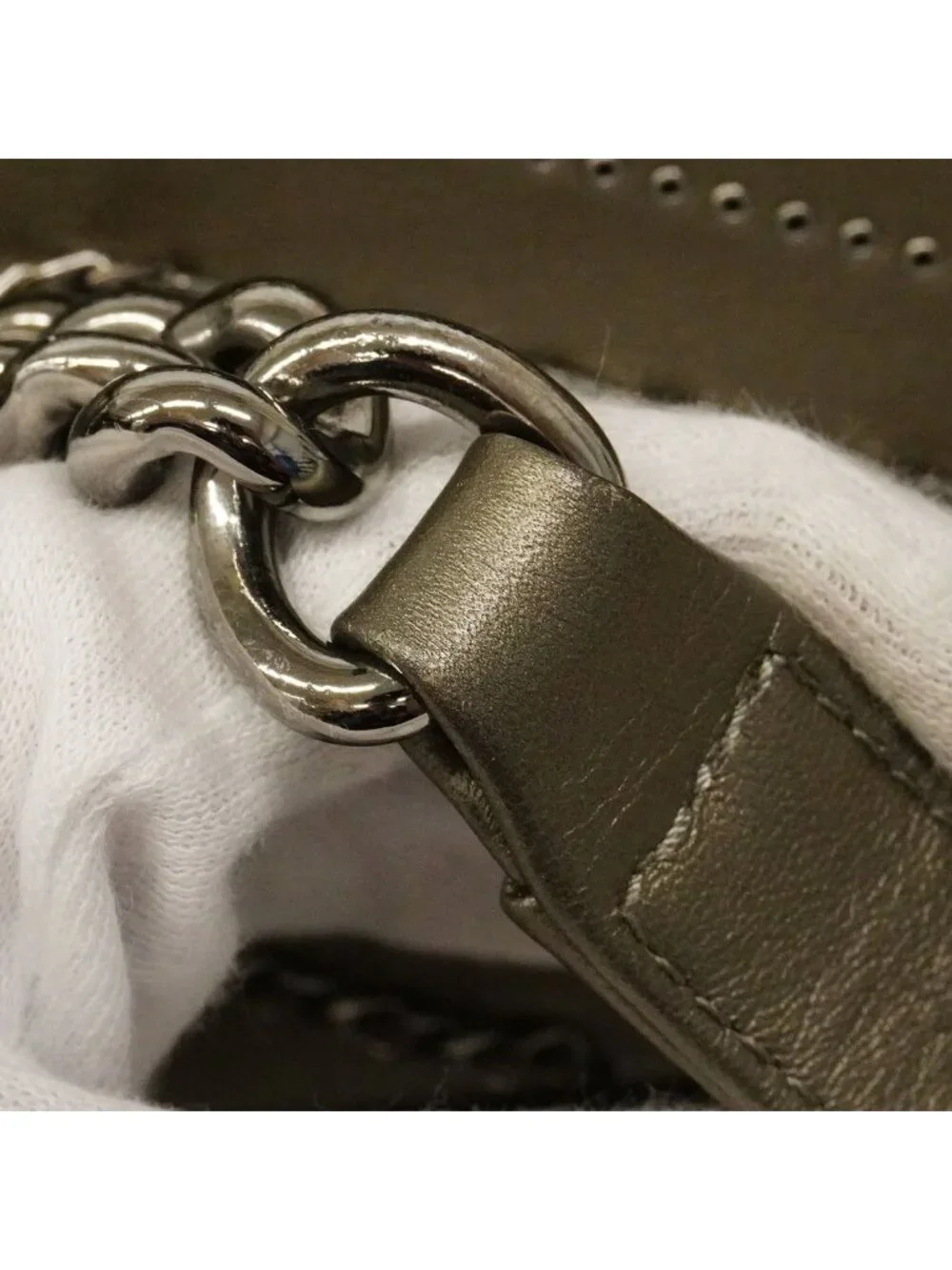 Chanel Shoulder Bag Boy Leather Gray Silver